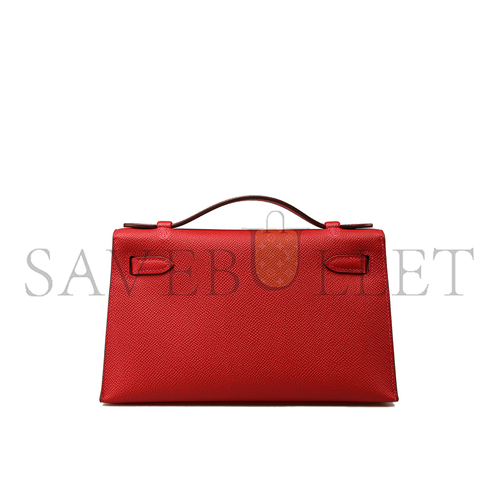 H**mes master kelly pochette rouge casaque epsom with palladium hardware (22*14*7cm)
